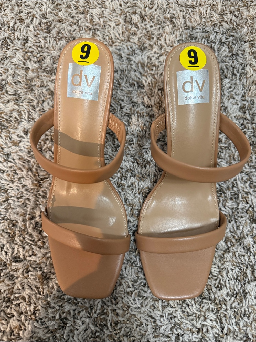 Dolce Vita Nude/Tan Double-Strap Square-Toe Heels NWOB
